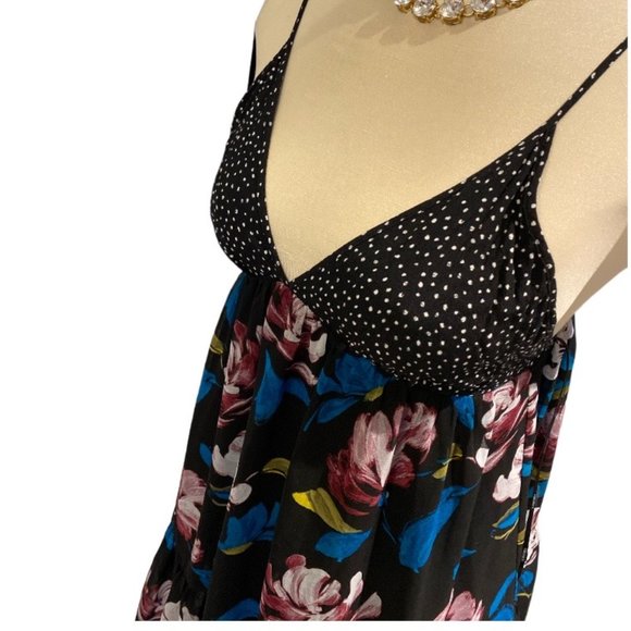 FOREVER 21 Mini Dress Size Medium Lined Floral and Dots Spaghetti Straps - Picture 4 of 12